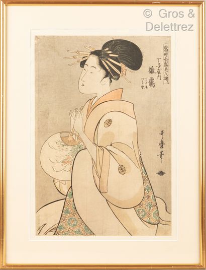 null D'après UTAMARO Suite de dix reproductions d'estampes japonaises dans un cadre...