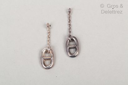 HERMÈS Paris made in France Paire de pendants pour oreilles percées « Chaîne d’Ancre...