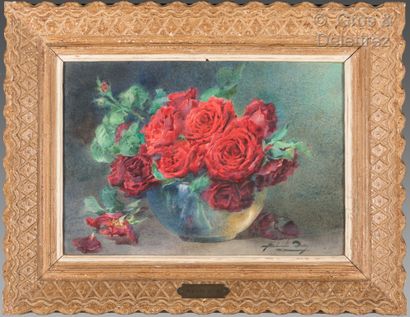 Blanche ODIN (1865 -1957) 
Bouquet de roses...