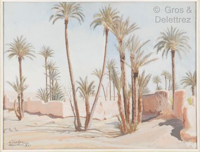null Olek TESLAR (1900-1952)

Palmiers à Marrakech

Gouache.

Signée située et datée...