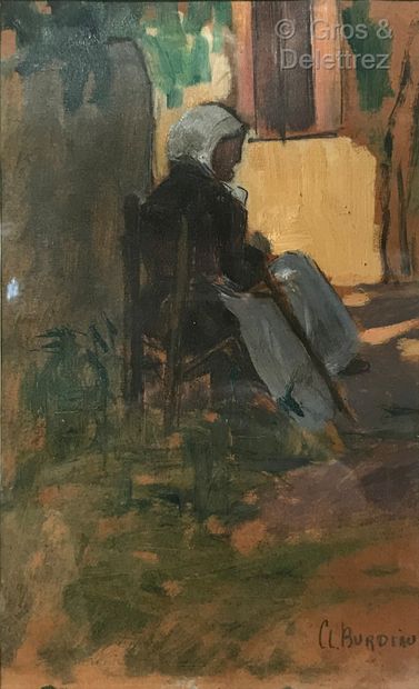 null Clémence Louise BURDEAU (1891-1983)

Vieille dame assise dans un cour

Huile...