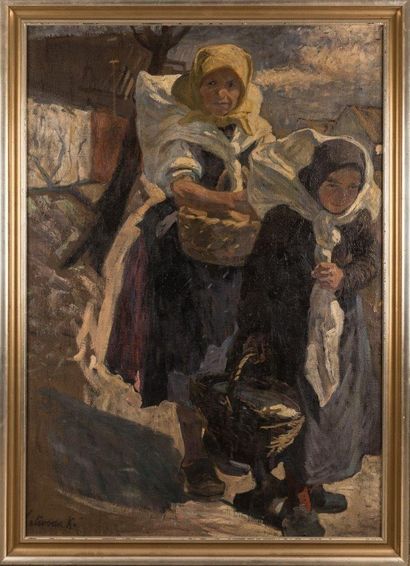 null Kata KALIVODA (1877-1936)

Femme et fillette aux paniers

Huile sur toile signée...