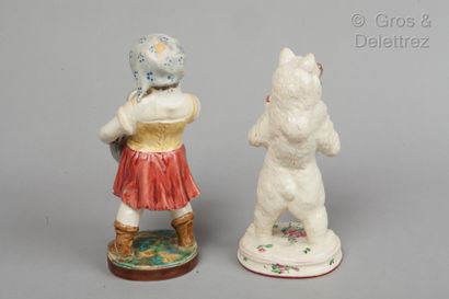 null Porte montre en céramique figurant un ours blanc debout tenant un présentoir...