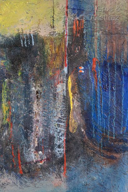  SALIN 
Composition in red and blue 
Mixed media on paper signed and dated 1999 lower...
