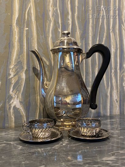 null Service thé café en métal argenté composé d’une théière, une cafetière, un pot...