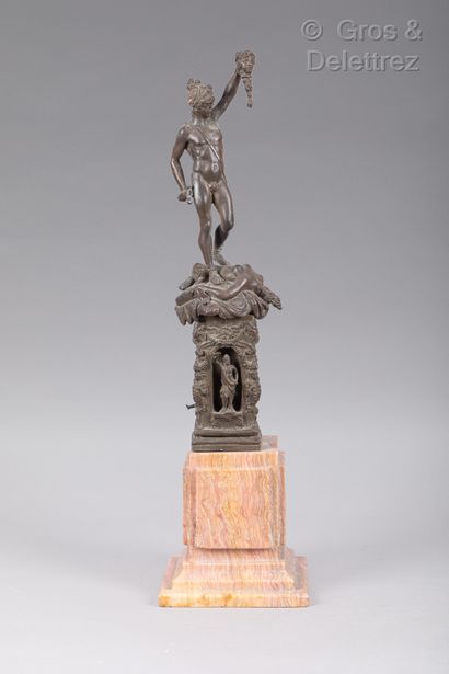null After Benvenuto CELLINI

Perseus holding the head of Medusa. It rests on a grotesque...