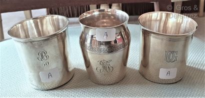 A - Meeting of two plain silver goblets and...