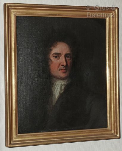  École Française, vers 1700 
Portrait d'homme en perruque 
Huile sur toile (rentoilée,...