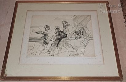  Claude WEISBUCH (1927-2014) 
Society of amateurs 
Lithograph signed lower right...