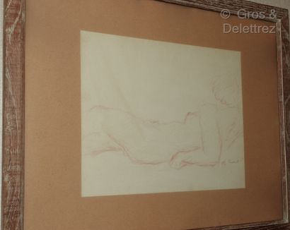  M. BUREL, 20th century 
Reclining nude woman 
Naked Woman Crouching in the Toilet...