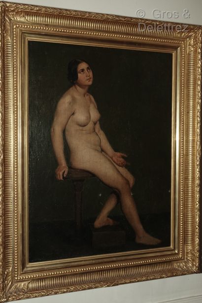 null French school, second half of the 19th century 

The model, naked woman sitting...