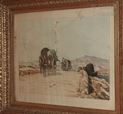 Gustave VIDAL (1895-1966) 
Carts hitched...