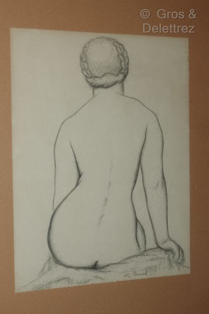  M. BUREL, XXe 
Femme nue de dos 
Femme nue de profil 
Deux dessins à la pierre noire...
