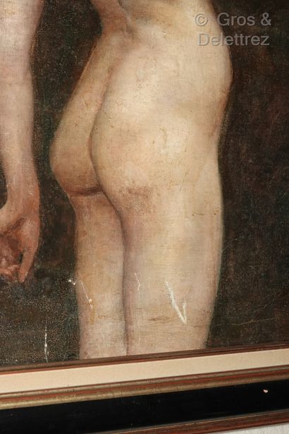 null École Française, vers 1900

Jeune femme nue de dos

Huile sur toile, monogrammée...