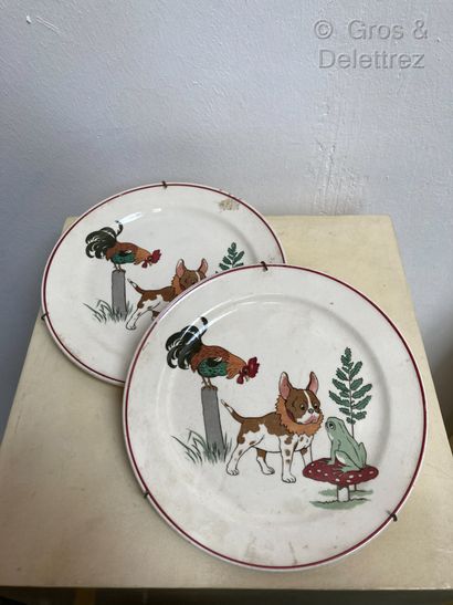 null VILLEROY & BOCH

Paire d'assiettes en céramique à décor d'un bouledogue français...