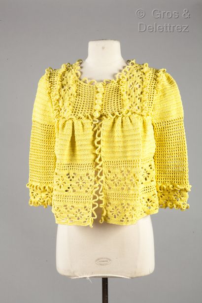 Samy CHALON Lot composed of a sleeveless dress in navy fancy knit, large neckline...
