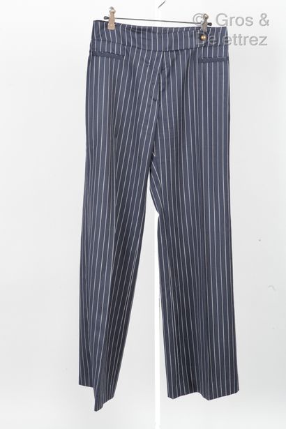 Jean Louis SCHERRER Boutique Navy wool suit with white tennis stripes, consisting...