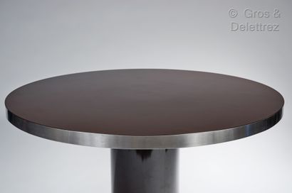 Edition Mario SABOT Stainless steel and black melamine dining table

Circa 1970

H...