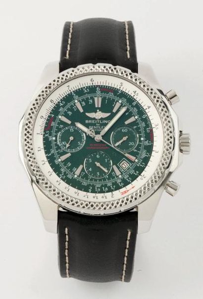 BREITLING «Bentley Motors» Montre de poignet chronographe en acier, cadran vert à...