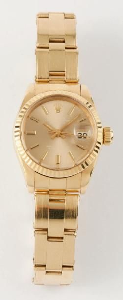 ROLEX «Oyster Perpetual Date Just» Réf. 6917. Bracelet montre de dame en or jaune,...