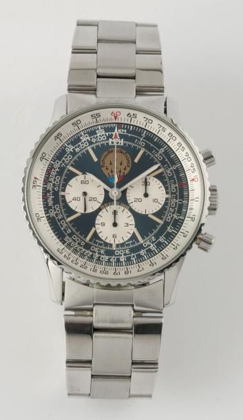 BREITLING «Patrouille de France» Bracelet montre chronographe en métal, cadran bleu...