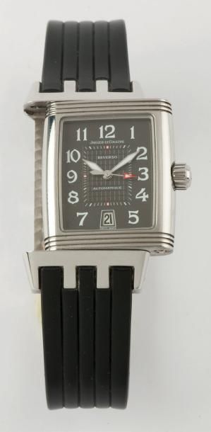 JAEGER LECOULTRE «Grand Sport Reverso» Bracelet montre en acier, cadran gris à chiffres...