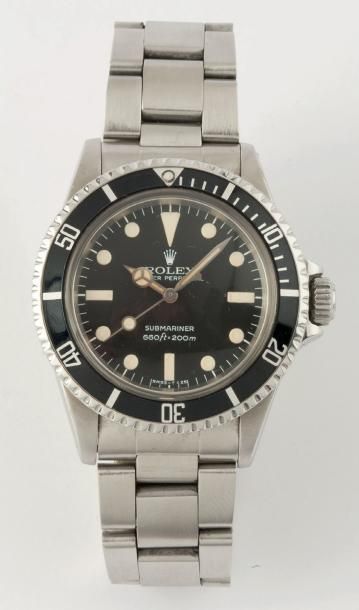ROLEX «Submariner» Réf. 5513 Circa 1970 Bracelet montre de plongée en acier, cadran...