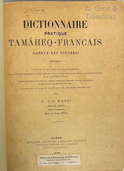 CID KAOUI Ben Mohammed Dictionnaire Français-Tamâheq (langue des Touareg). (Et) Dictionnaire...
