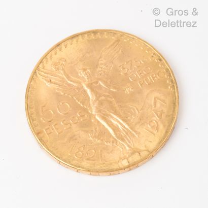  Pièce de 50 Pesos Mexicain en or. (1821-1947) P. Brut : 41,8g.