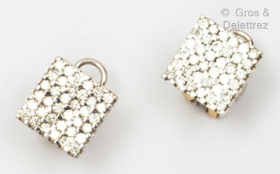 Pair of square earrings in yellow and white...