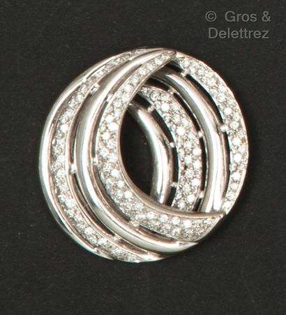 White gold circular pendant, composed of...