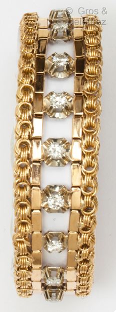 Articulated bracelet in gold of two colors,...