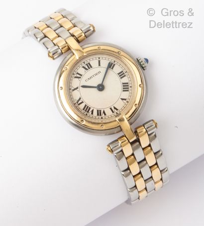 CARTIER « Panthère Vendôme » – Bracelet-montre en acier et or jaune, boîtier rond...