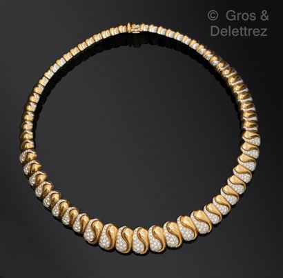 Yellow and white gold choker necklace, composed...