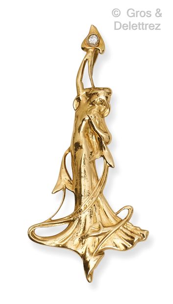 Yellow gold pendant, representing a nymph...