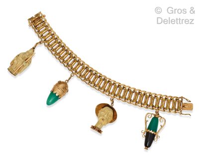 Yellow gold bracelet composed of fancy links,...