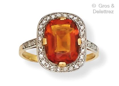 Yellow gold ring, set with a Madeira citrine...