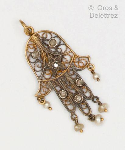 Yellow gold and silver filigree 