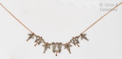 Yellow gold (14K) and silver necklace, the...