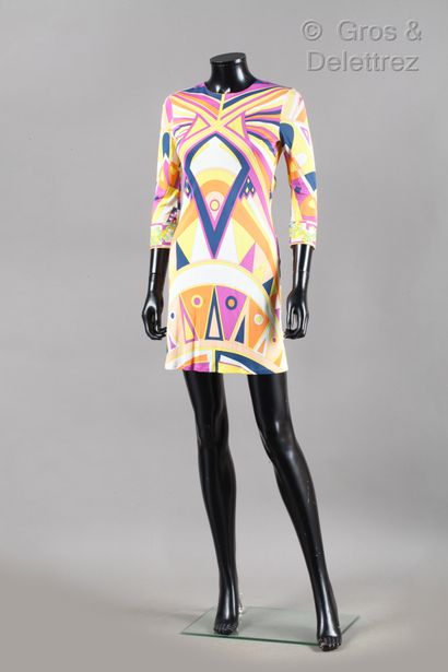Emilio PUCCI Robe en jersey polyester multicolore à motif géométrique, encolure ronde,...
