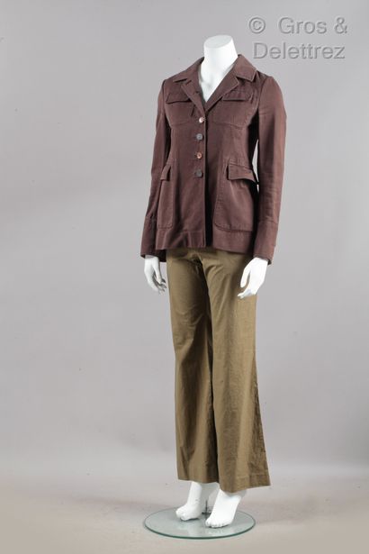 MARNI Outfit consisting of a jacket in cocoa cotton, small collar, single breasted...