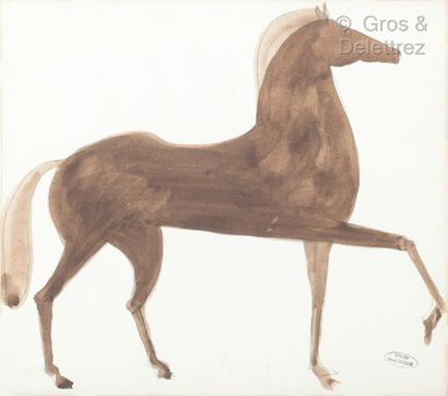 André DERAIN (1880-1954) Cheval antique

Pinceau et encre brune sur papier. 

Cachet...