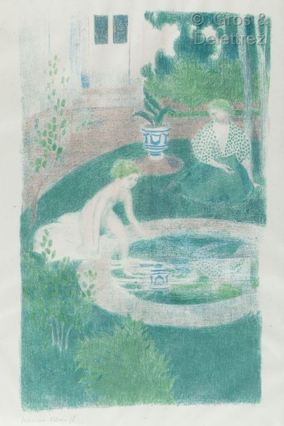 Maurice DENIS (1870-1943) The reflection in the fountain. 
Lithograph in colors for...