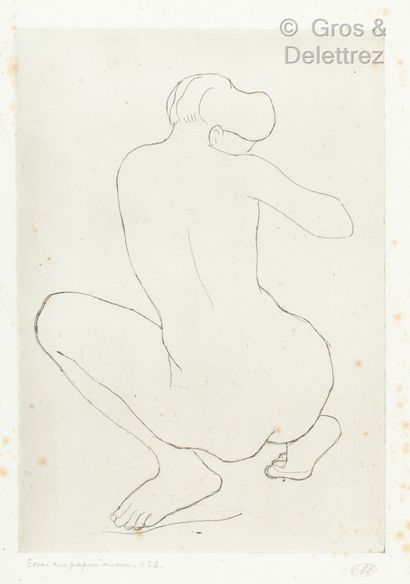 Aristide MAILLOL (1861 -1944) Femme accroupie de dos. 1926.

Eau-forte portant le...