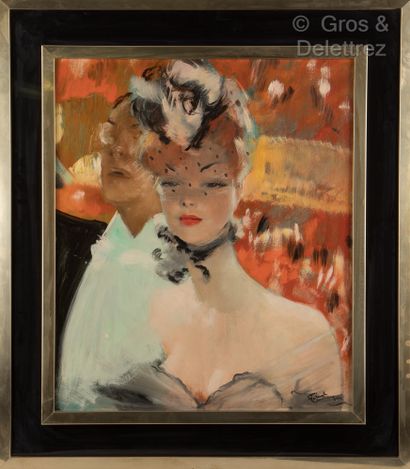 Jean Gabriel DOMERGUE (1889-1962) 
Elegant at the opera




Oil on panel.




Signed...