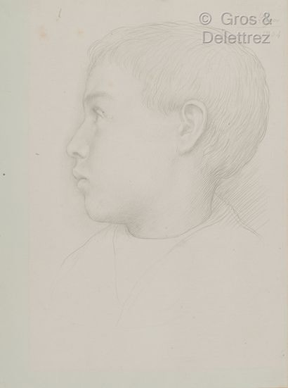 Alphonse LEGROS (Dijon 1837 – 1911 Watford) Portrait of a Young Boy in Profile 
Silverpoint...