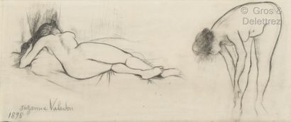 Suzanne VALADON (1865-1938) Nude stretched and nude bent 
Pencil on paper. 
Signed...