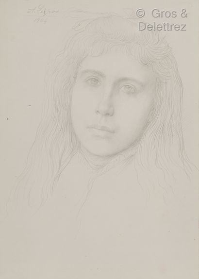 Alphonse LEGROS (Dijon 1837 – 1911 Watford) Young Beauty of Brasted 
Silverpoint...