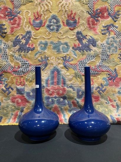 null Chine, XIXe siècle

Paire de vases à panse aplatie et long col étroit, en porcelaine...