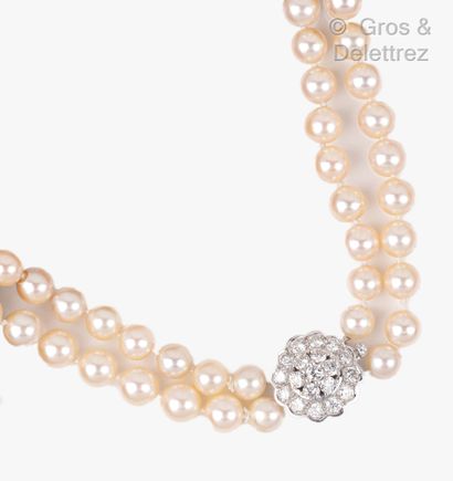 Sautoir composé de deux rangs de perles de...